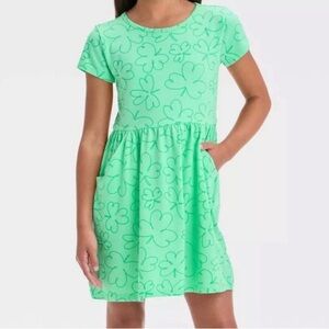 Girls Cat & Jack St. Patrick’s Day Clover Dress Large 10/12 NWT